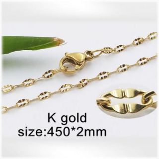 Ocelový náhrdelník - Hmotnost: 3.2 g, 450*2mm, Zlatá PVD vrstva